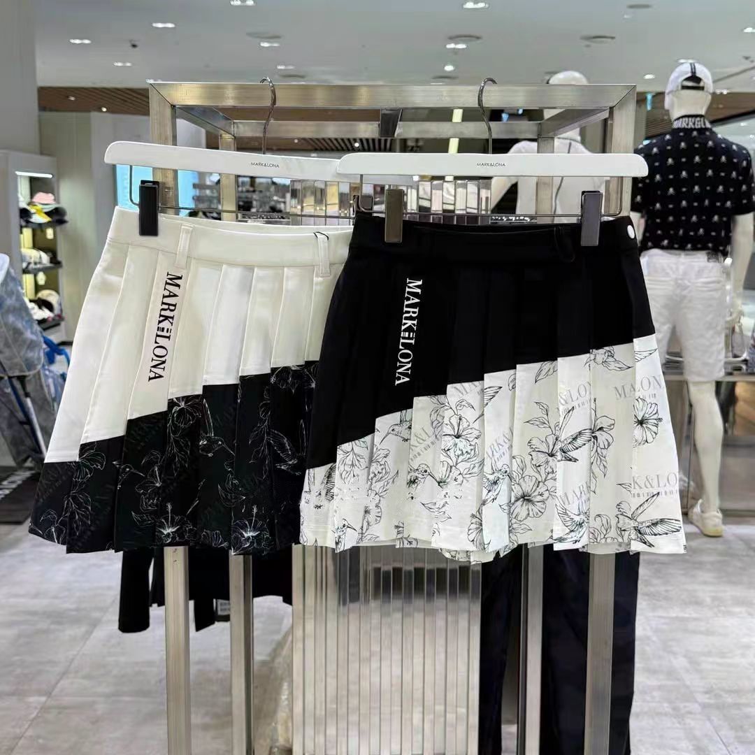 25秋季新款高尔夫球服女士拼色防走光运动字母百褶裙户外运动百搭