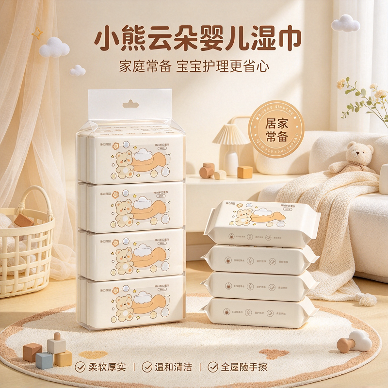 纯水婴儿湿巾小包便携小学生湿巾纸宝宝手口儿童湿纸巾小包湿巾