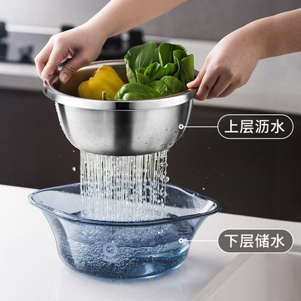 304不锈钢洗菜盆沥水篮厨房客厅家用菜篮子水果盘洗菜篮子淘米娄