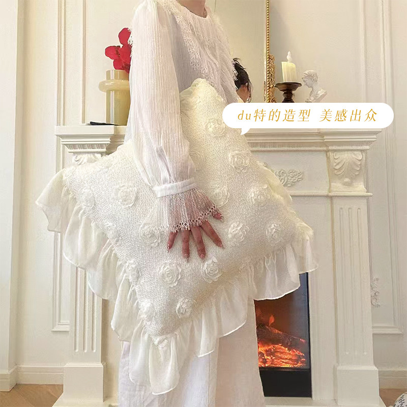 法式浪漫蕾丝玫瑰花抱枕ins奶油风花朵靠枕氛围造型枕沙发靠枕背,居家布艺,靠垫/抱枕,淘宝优惠券,粉丝福利购,淘宝优惠卷