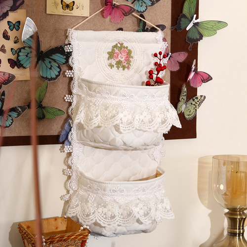 法式风多功能挂袋蕾丝刺绣