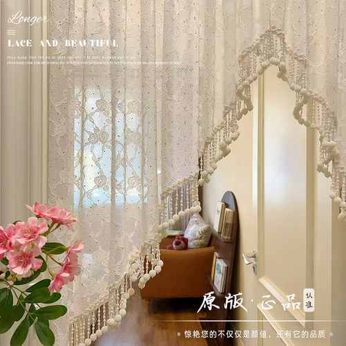 轻奢风高定手工吊珠蕾丝烫钻门帘