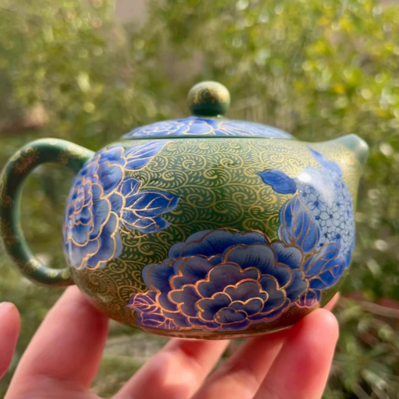 (花开富贵)本山段绿泥手工描绘凤鸣西施壶