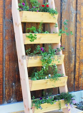 户外立体花园实木大阶梯架靠墙多层花架种植槽草莓盆矮牵牛幼儿园