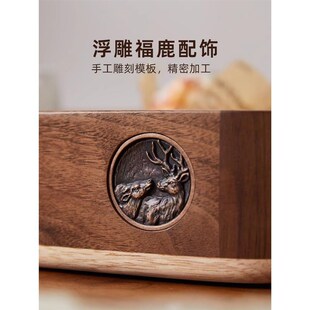 长方形实木托盘黑胡桃木茶盘家用客厅木质餐盘零食干果水杯收纳盘