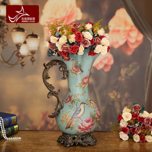 美式复古陶瓷大花瓶客厅插花花器家居装饰品餐桌欧式创意落地摆件