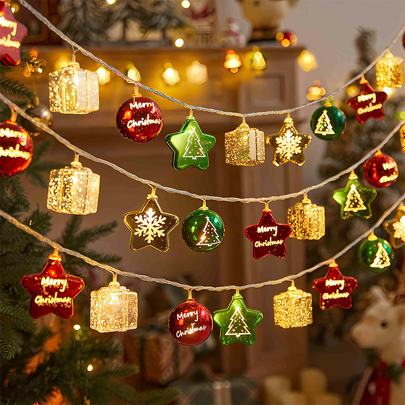 圣诞节星星装饰彩灯串灯发光装饰品摆件圣诞树场景布置氛围灯挂件