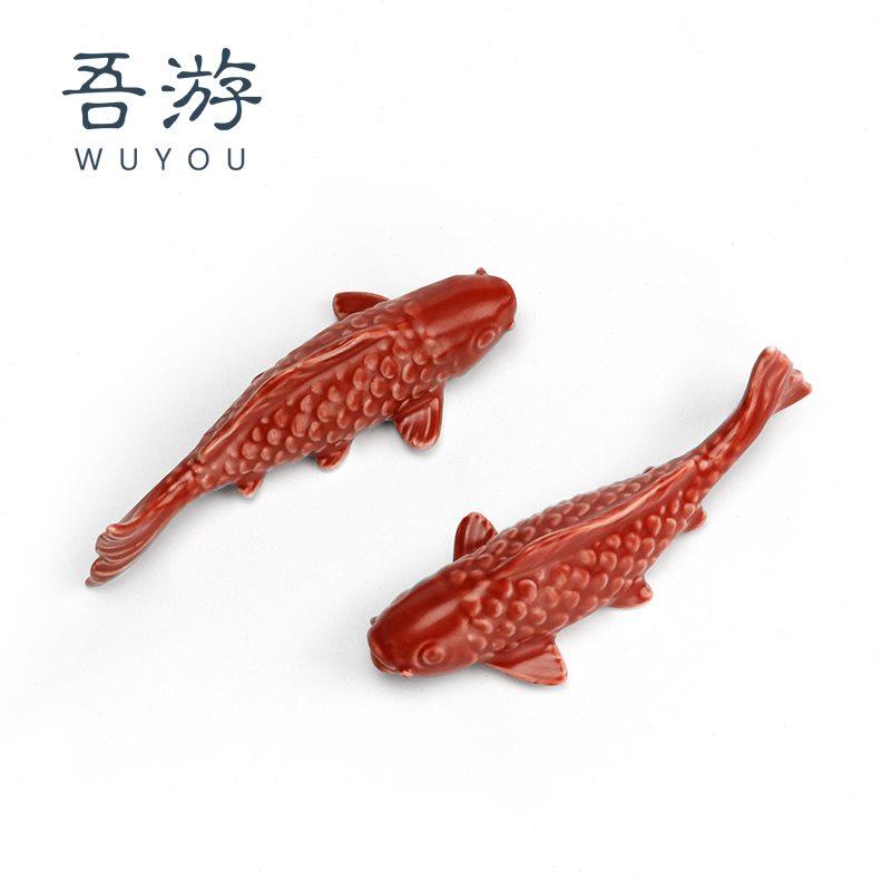 吾游 筷子架一对结婚陶瓷餐桌架家用架子托创意可爱餐具配件筷枕