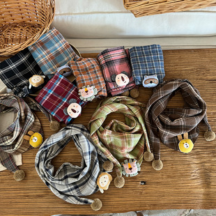 儿童围巾女宝宝新款围脖ins韩版秋冬季男女童时尚格子加厚三角形