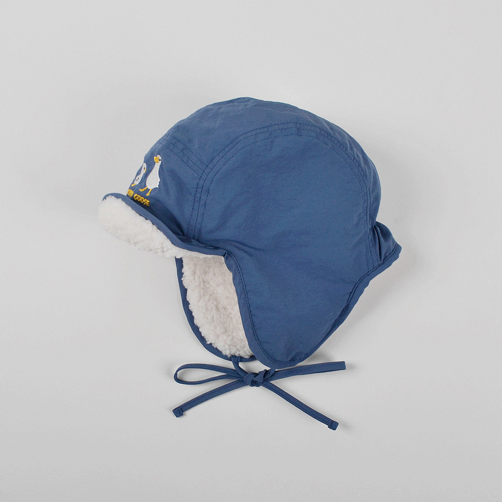 moinmlon儿童冬季加绒护耳帽婴儿外出保暖厚实防风帽宝宝加厚绒布