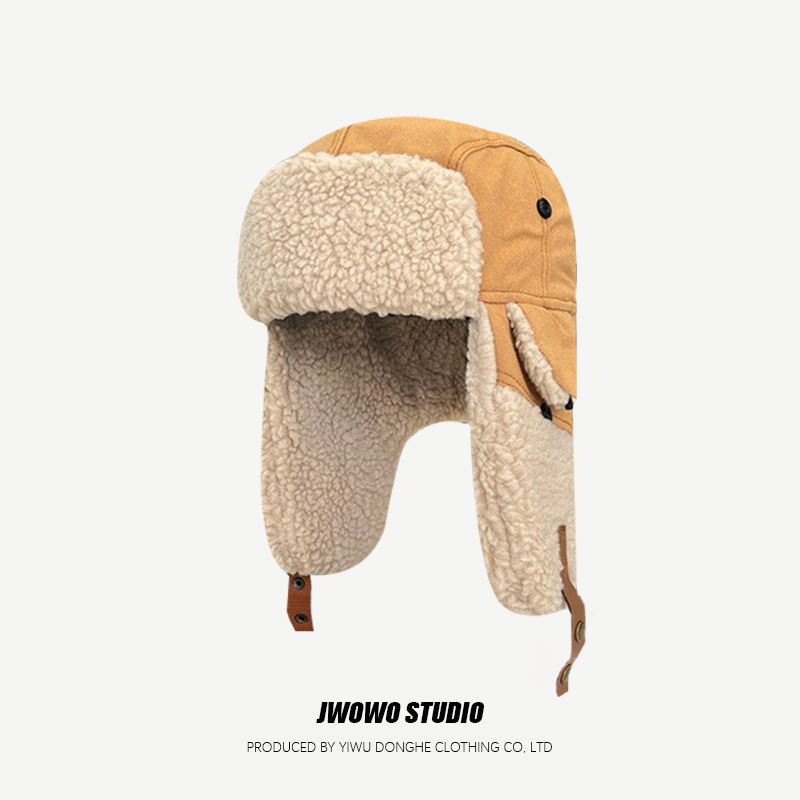 韩版ins复古飞行员帽冬季骑行防风眼镜雷锋帽子女保暖护耳帽男潮