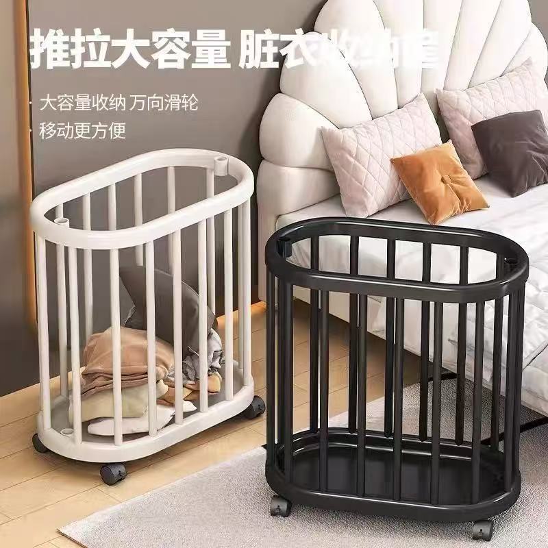 简约现代收纳篮瑜珈垫健身器材收纳筐置物架带万向轮脏衣篓巨能装
