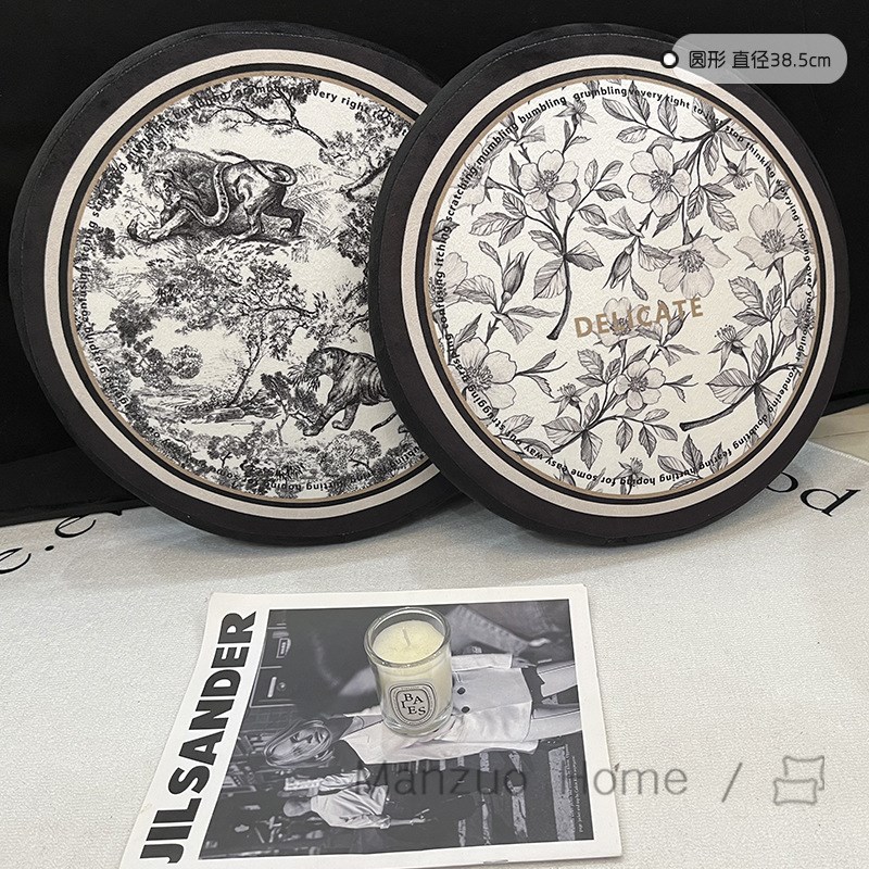 满座复古法式美式方形坐垫餐桌椅垫子垫圆形屁垫厚防滑家用可水洗