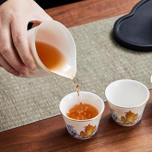 家用中国白瓷组合茶器茶杯盖碗公道杯一帆风顺 羊脂玉旅行茶具套装