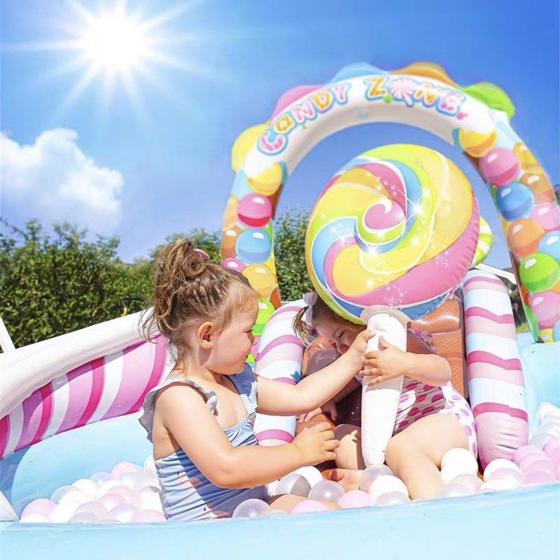 INTEX57149家用儿童戏水池公园水池宝宝洗澡 滑梯喷水充气游泳池