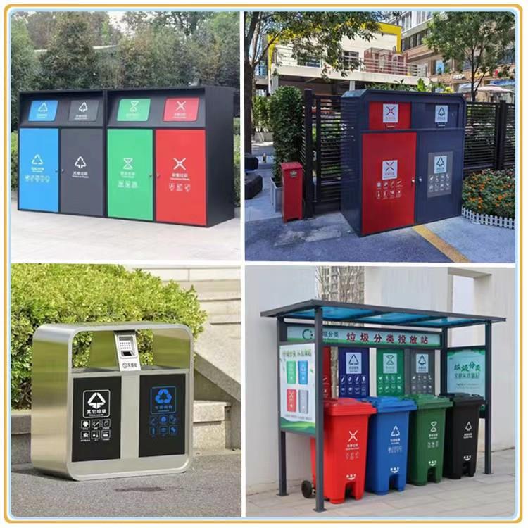 户外环卫垃圾桶公园小区街道不锈钢镀锌板分类果皮箱垃圾箱现货