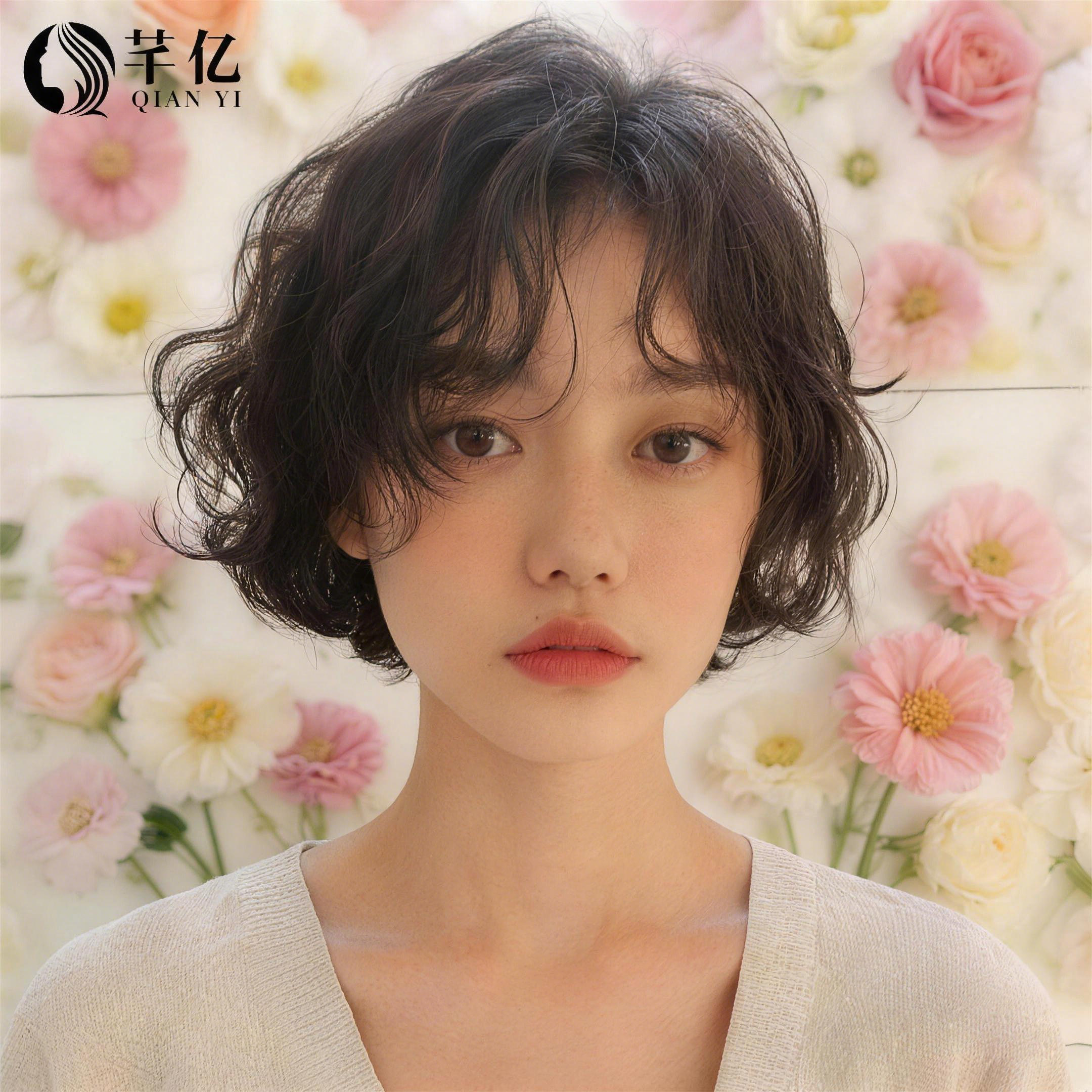 芊亿无痕双递针法式羊毛卷假发套