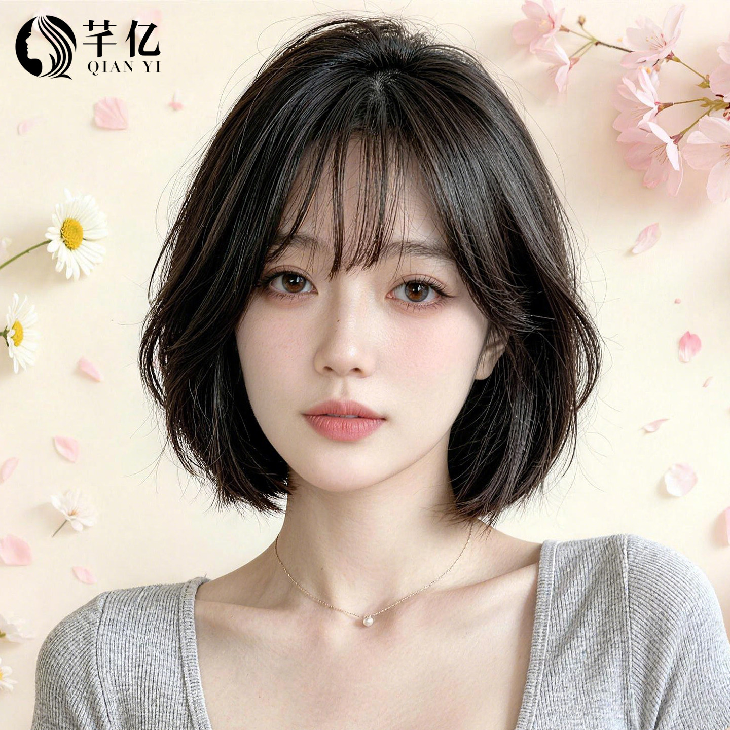 芊亿全真发韩式波波头无痕假发套