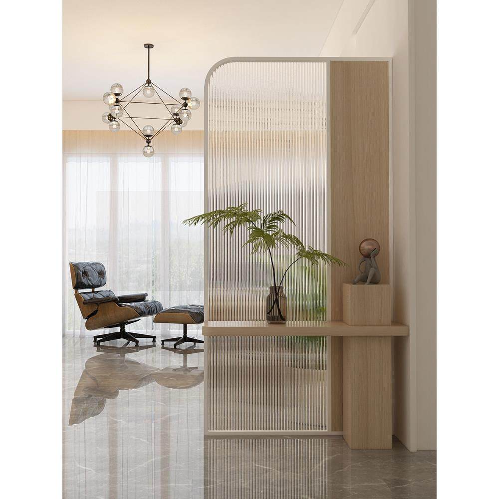 玄关入户正对门水波纹玻璃隔断柜客厅沙发置物架现代简约遮挡屏风