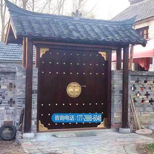 农村自建房别墅门仿古实木大门庭院大门中式四合院入户门围墙大门