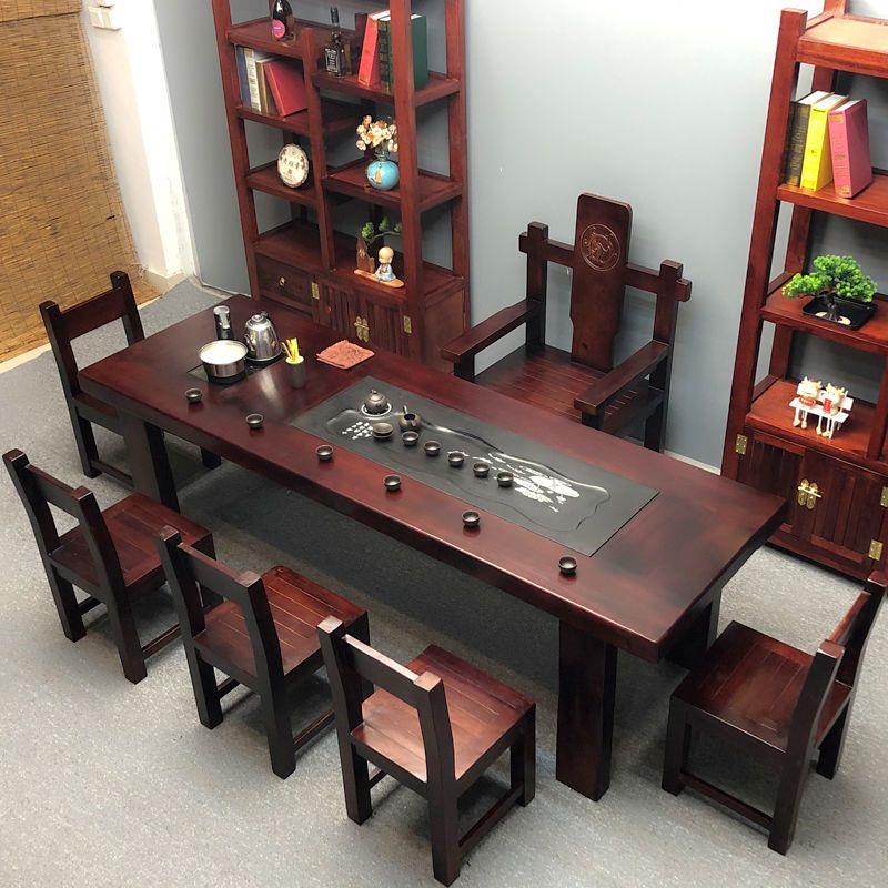 老船木茶桌椅组合实木功夫简约办公泡茶台家用茶桌茶具茶几一体桌