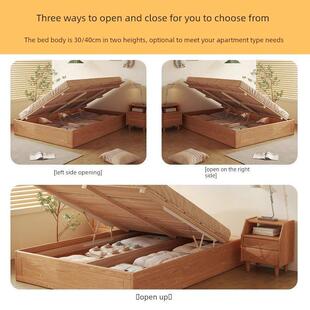 全实木榻榻米地台床架落地床无床头液压储物高箱体收纳排骨架橡木