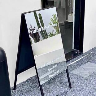设计师户外拍照镜面落地服装店ins网红展示牌门口招牌广告牌镜子