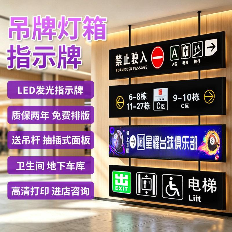地下车库停车场双面吊牌灯箱指示牌商场医院发光镂空导视向牌悬挂