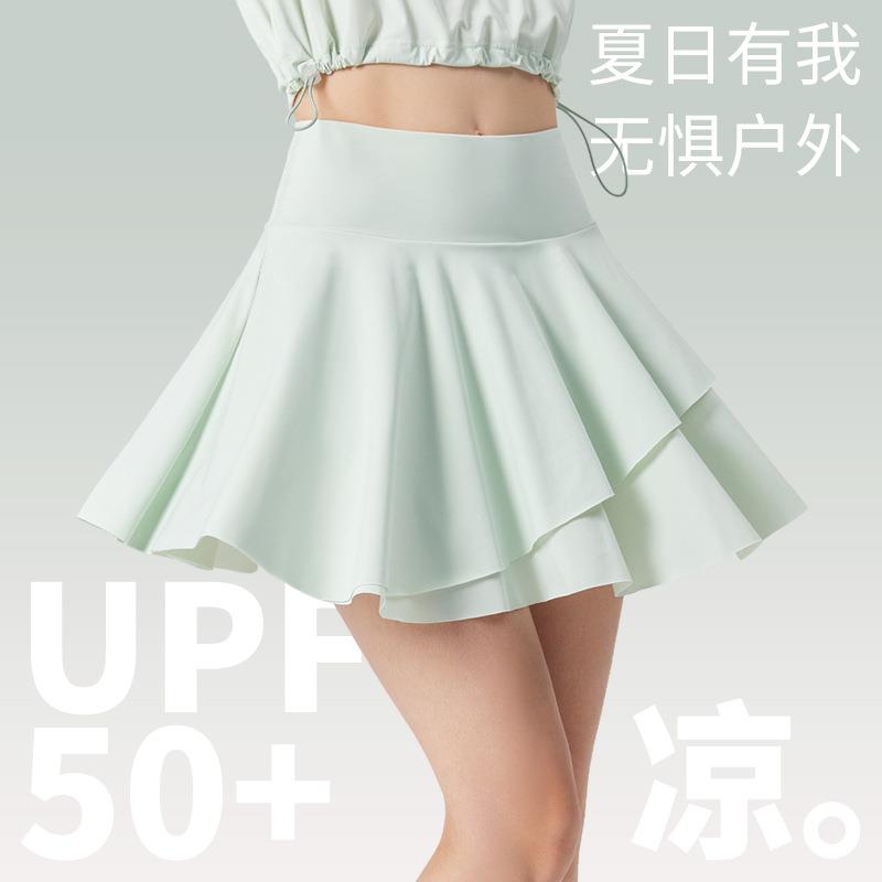 休闲运动套装裙女夏新款防晒polo领修身瑜伽短袖t恤半身裙两件套