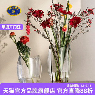 BOHEMIA捷克进口透明水晶玻璃花瓶 现代餐桌插花装饰摆件轻奢家用