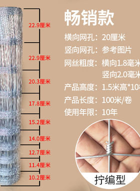 养殖网热镀锌防锈牛栏网铁丝网护栏防护钢丝网养牛养羊果园围栏网