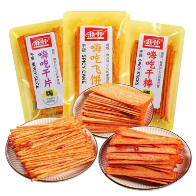 新林嗨吃干片三合一干棒干片飞饼半干辣条网红辣片休闲小吃零食