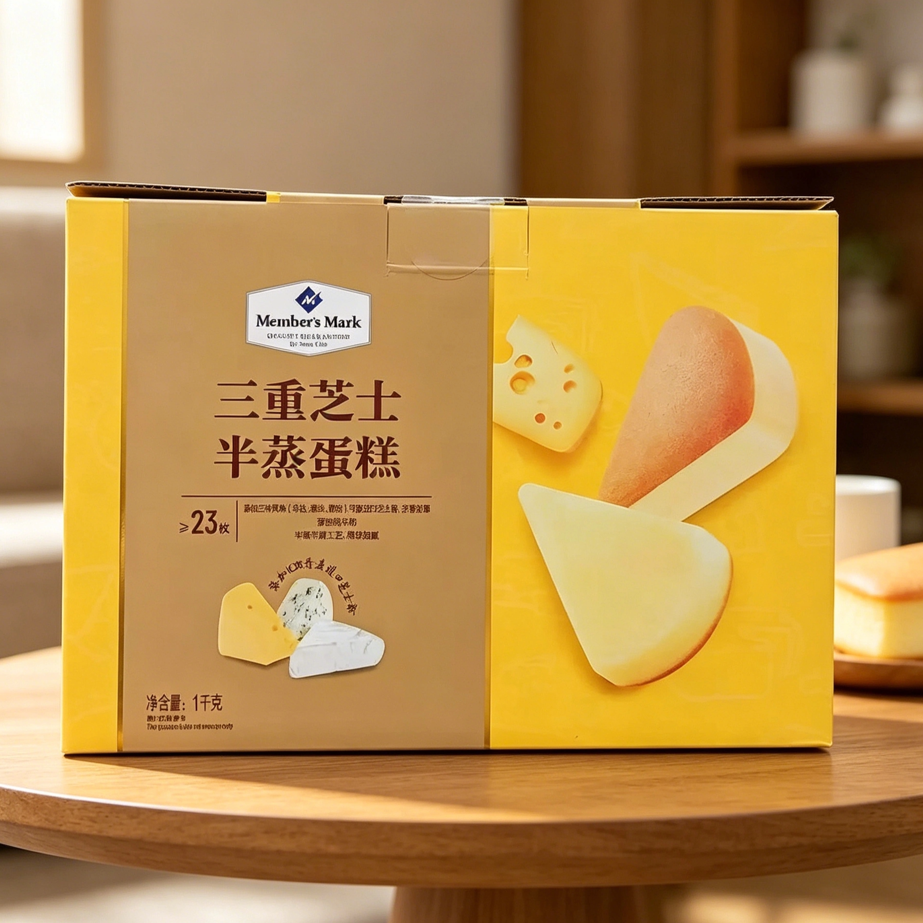 山姆超市三重芝士半蒸蛋糕入口绵软湿润微甜不腻代购官方旗舰店