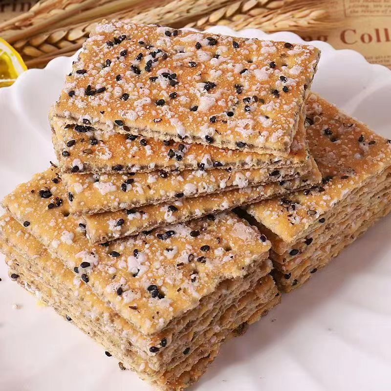 【整箱4斤装】早餐饼干黑芝麻薄脆饼干整箱批发半斤零食小吃食品