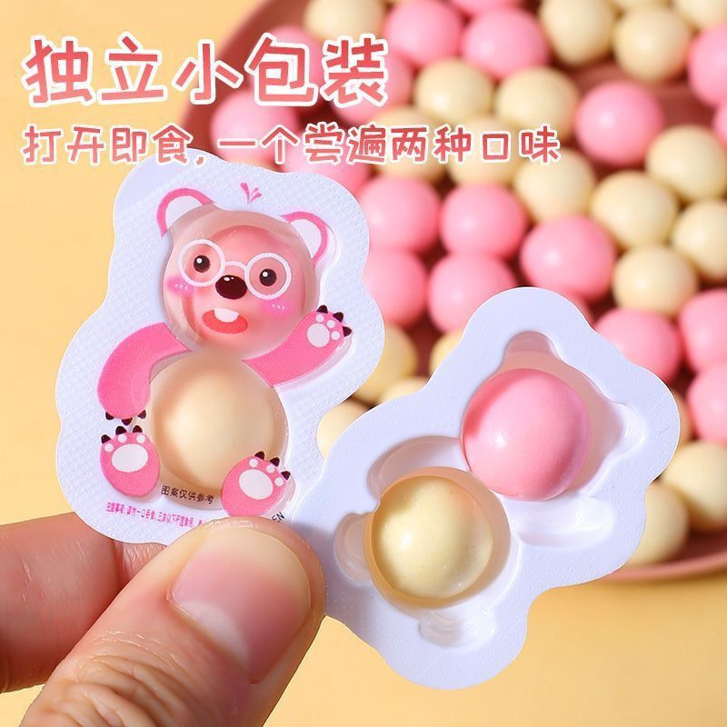粉红熊麦丽素可爱造型酥脆夹心巧克力小零食休闲网红零食散装批发