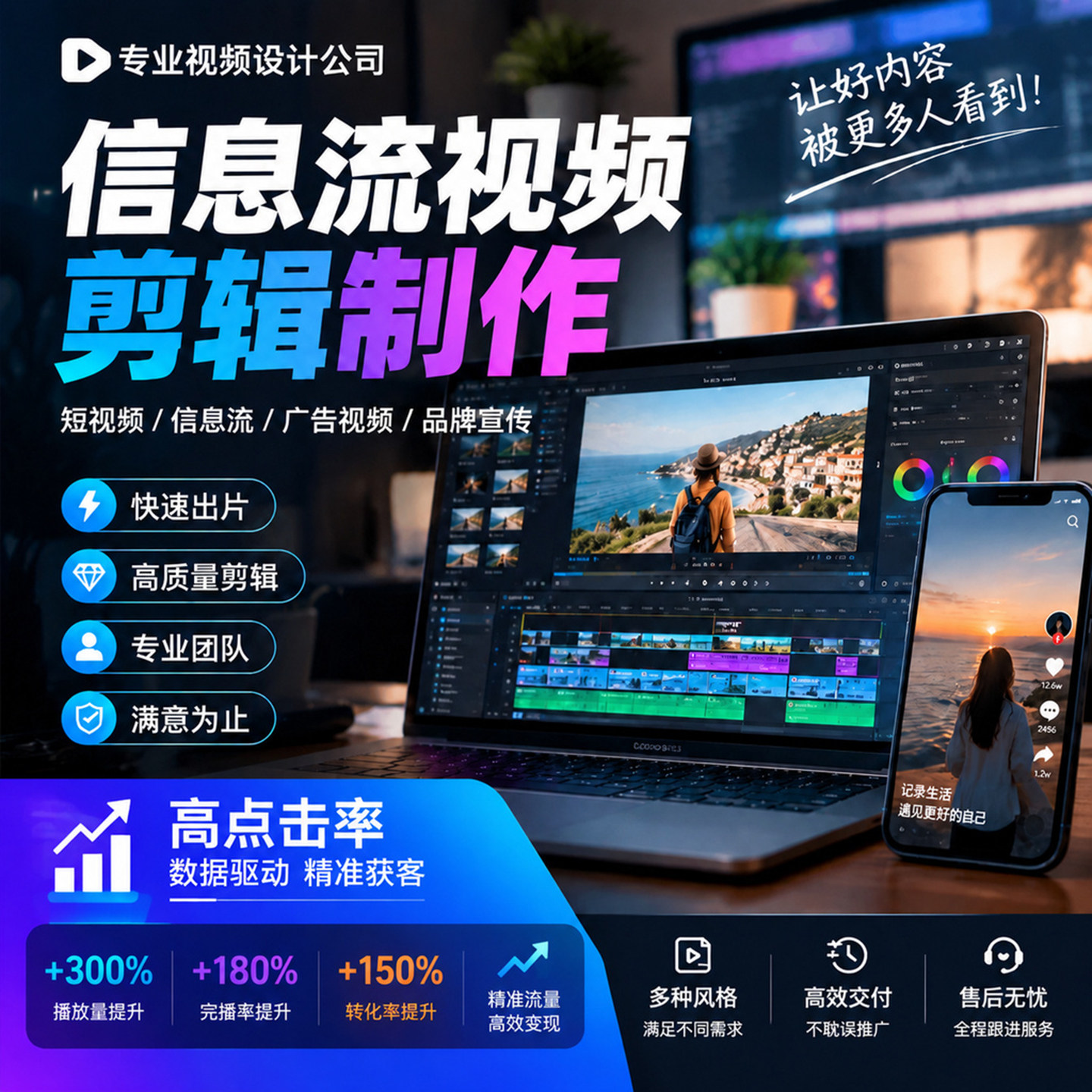 抖音信息流爆款短视频制作剪辑pr原创带货口播IP打造好物产品拍摄图片