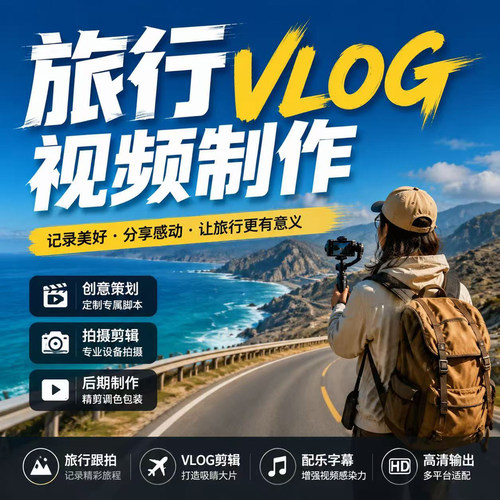 vlog旅行短视频剪辑制作记录滑雪跳伞综艺感抖音拍摄mv片头pr代做