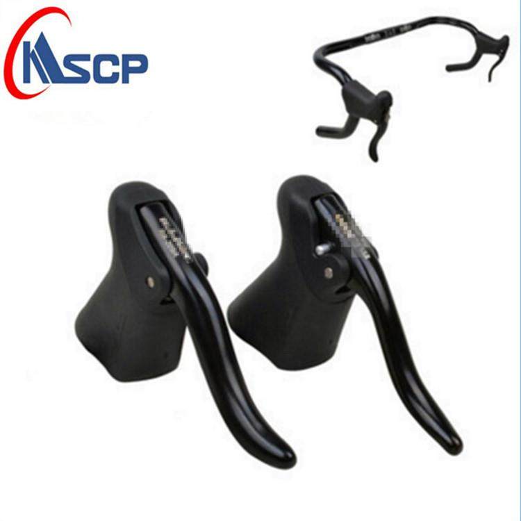 公路车铝闸把 骑行单车弯把破风手刹把 弯把刹车装置碟V刹用配件