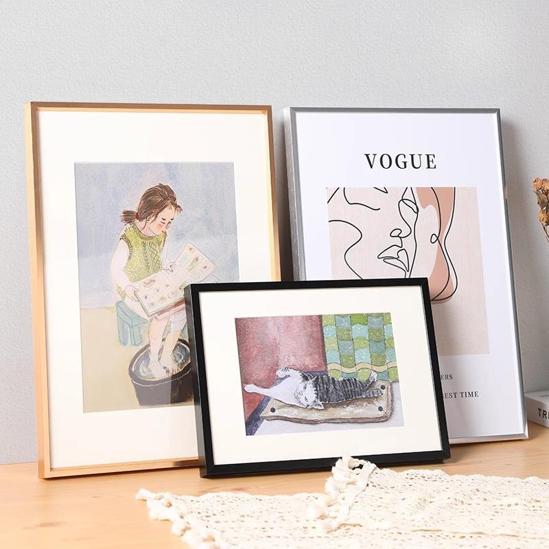 简约铝合金相框金属拉丝装饰画框挂墙摆台电梯广告海报框定制