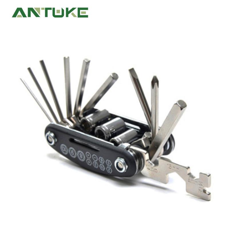 自行车维修组合工具16合一 多功能折叠修车补胎扳手 山地修车工具