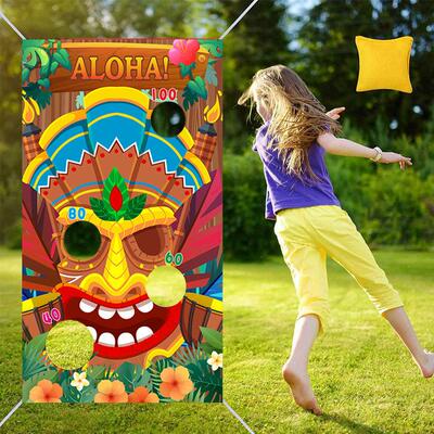 亚马逊2024新款夏威夷沙包旗夏日主题抛掷游戏横幅室内户外游戏旗