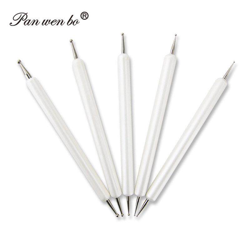 diy学生跨境新品5支奶白色压痕笔亚克力不锈钢软陶泥工具美甲套装