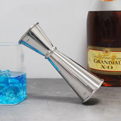 双头卷边带刻度盎司杯酒吧奶茶店调酒工具不锈钢杯鸡尾酒 盎司杯