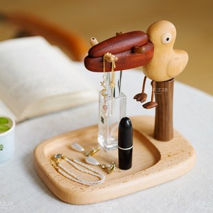 大嘴鸟钥匙架/鹈鹕玄关收纳置物架进门桌面实木首饰挂钩