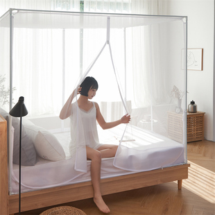 新款蚊帐家用卧室防摔儿童蒙古包t型三开门加粗加厚支架可折叠1.5