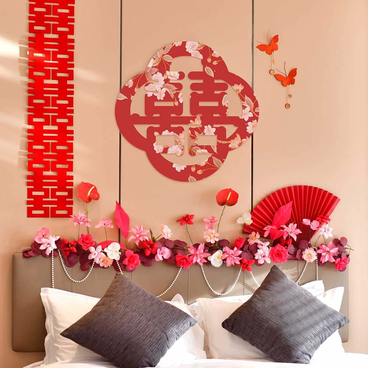 婚房布置结婚网红装饰喜字KT置套装简约高级感花藤卧室客厅背景墙,节庆用品/礼品,婚房装扮用品,淘宝优惠券,粉丝福利购,淘宝优惠卷