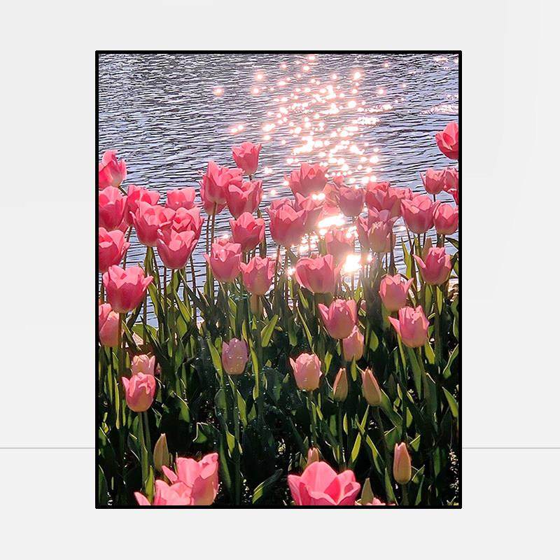 郁金香钻石画 画2025新款客厅卧室饭厅唯美花卉风景5d贴钻十字绣,居家布艺,钻石绣,淘宝优惠券,粉丝福利购,淘宝优惠卷