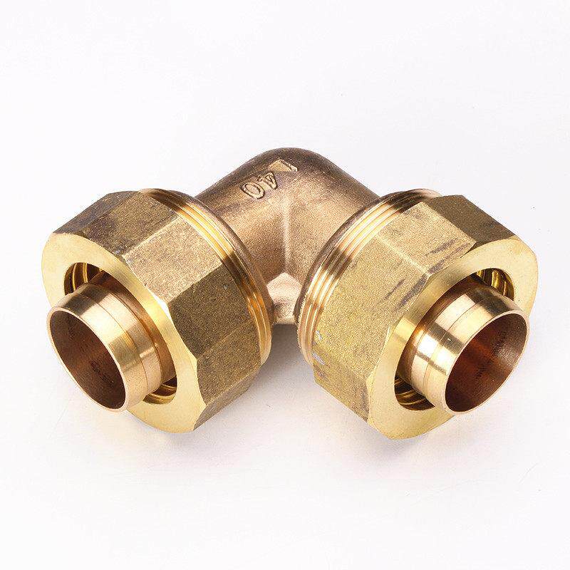 大口径铝塑管铜接头DN40 50铝塑管配件内外丝直接弯头三通接头