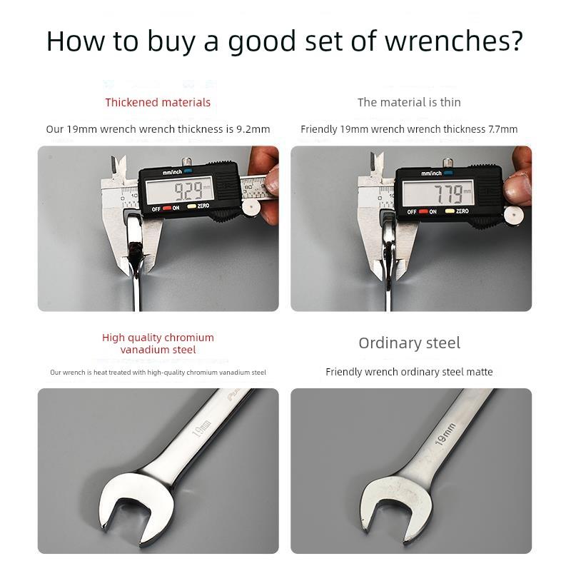 德国进口双头双向棘轮扳手活口梅花开口设计汽修专用两用工具