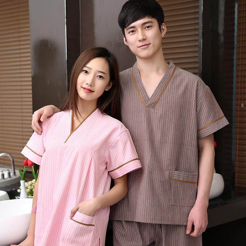 汗蒸服男女大码加肥可爱洗浴服桑拿服家居亲子情侣套装汉蒸服纯棉